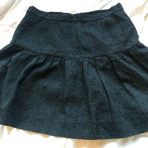 Black J. Crew brocade trumpet skirt